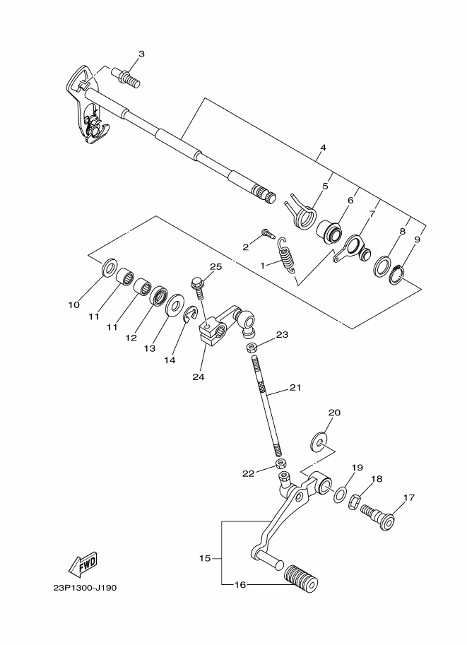 19 - AXE DE SELECT & PEDALE