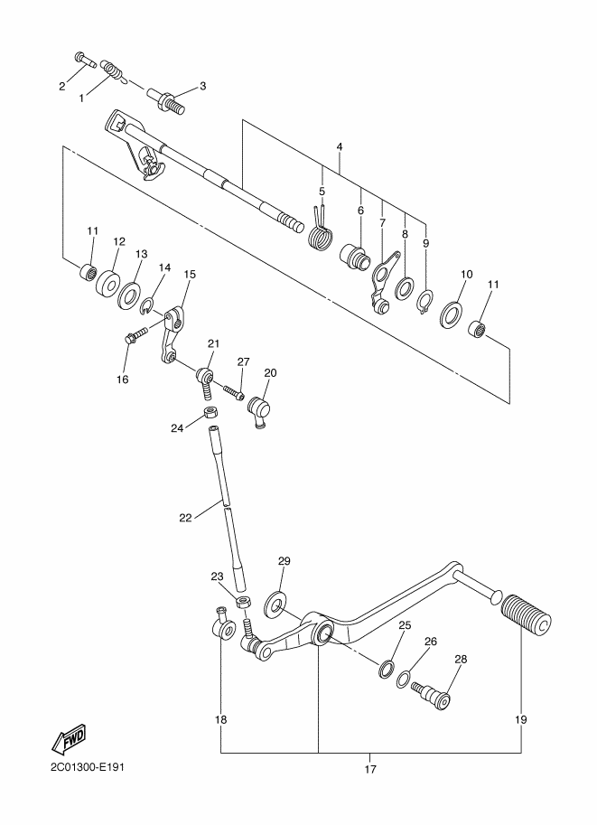 19 - AXE DE SELECT & PEDALE